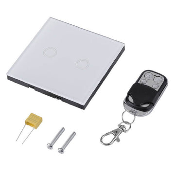 Smart Rf 433Mhz Remote Touch Wall Switch Tempered Glass Panel Led Indicator, 2 Gang - Imported from UK